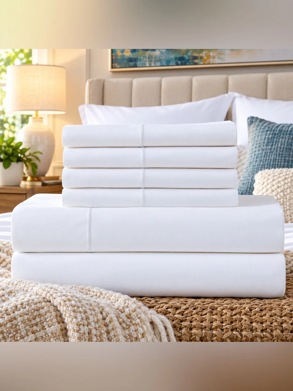 Highland Park 1000 TC Pima Cotton King 6-Piece Sheet Set White